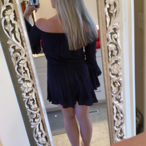 Altar’d State Navy Blue Bell Sleeve Romper - Picture 6 of 7